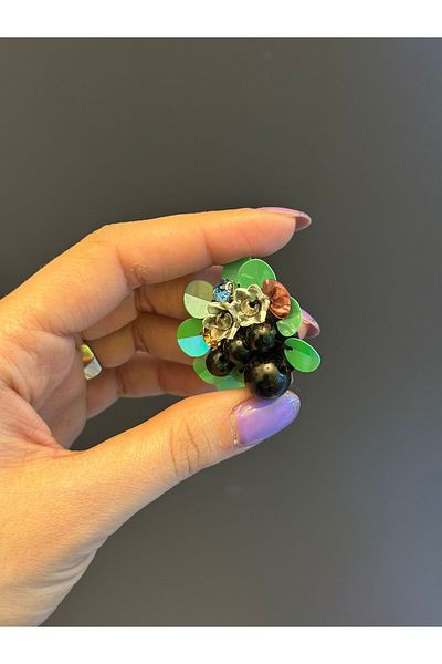 Gönülden Tasarım Beading Sequin Embroidered Flower Coat of Arms Sewing Accessory 5X4 cm
