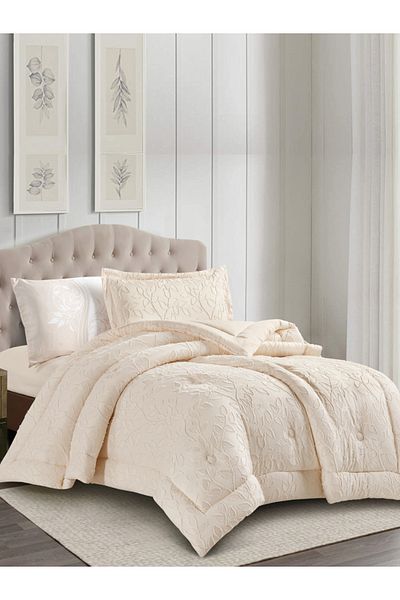 Donetella Comforter Set Single Size, 4-Pcs, 170x230 cm, Tufted Embroidery, 350 GSM