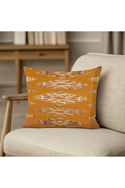 TURKISHRUG KINGDOM Anatolian Inspired Digital Printed Throw Pillow Cover Square