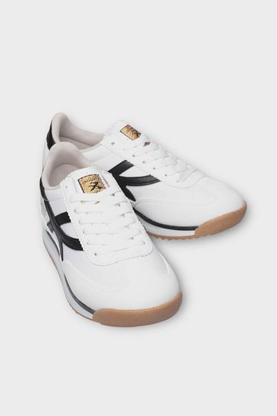 Liger Pantofi sport casual din țesătură Denier de damă ALB - NEGRU