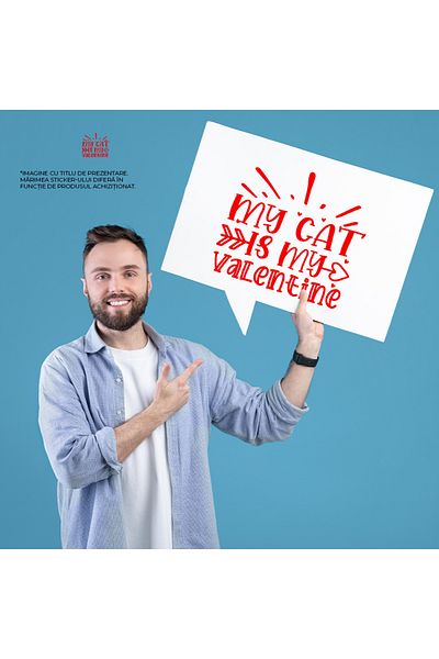 StoryGift Romania Sticker Eticheta 50CM Exterior pentru cei care isi aleg pisicile de Valentine's Day cu mesaj i