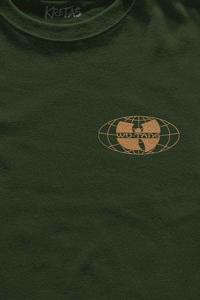 Kretas Unisex Χακί μπλουζάκι Wu Tang Clan Minimal μπλουζάκι με στάμπα μπροστά κανονική εφαρμογή Y2K Rap Hip Hop Νέα Υόρκη