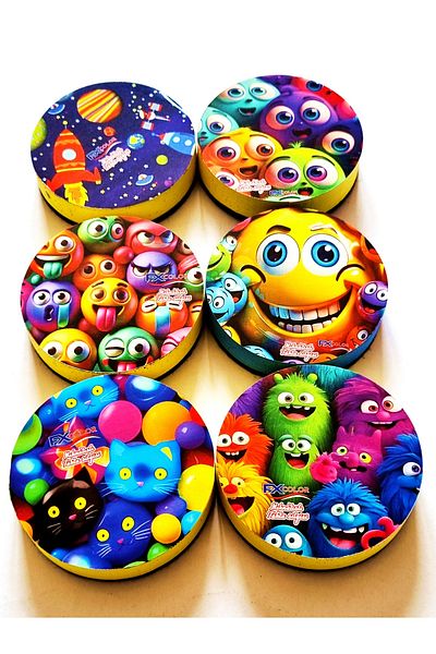 Modellino 6 Pieces of Magnetic Whiteboard Eraser with 6 Different Picture Emojis 9cm