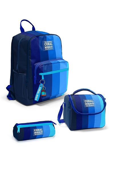 Coral High Set de 3 genți de școală cu model