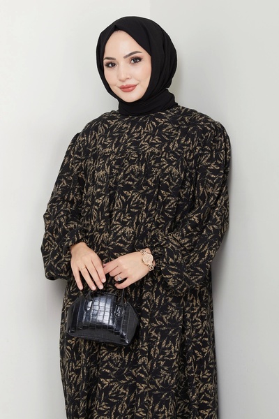 Moda MSK Μοντέρνο και άνετο φόρεμα μεγάλου μεγέθους βισκόζης μαμάς με πέτρα