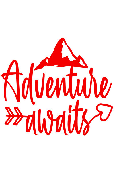 StoryGift Romania Sticker Eticheta 50CM Exterior cu munte si textul in engleza "Adventure awaits" - aventura ast