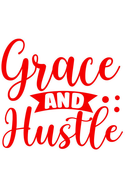 StoryGift Romania Sticker Adeziv 90CM Exterior cu textul "Grace and hustle" - gratie si agitatie , Vinyl Rosu, 90 cm