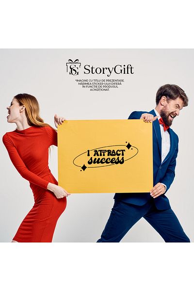 StoryGift Romania Sticker Exterior pentru cei care atrag succesul - magnet , Vinyl Negru, 40 cm