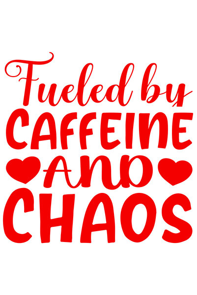 StoryGift Romania Sticker Exterior cu inimioare si textul "Alimentat cu cafei...