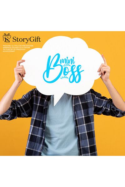 StoryGift Romania Sticker Eticheta 40CM Exterior pentru cei care se cred sefi/patroni cu textul "Mini boss" , Vi