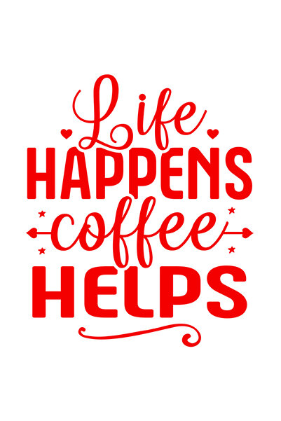 StoryGift Romania Sticker Autocolant 30CM Exterior pentru iubitorii de cafea cu textul "Viata se intampla, cafea