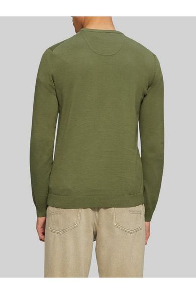 s.Oliver Men's Crew Neck Sweater, Cotton, With Logo, Dark Green, Xl