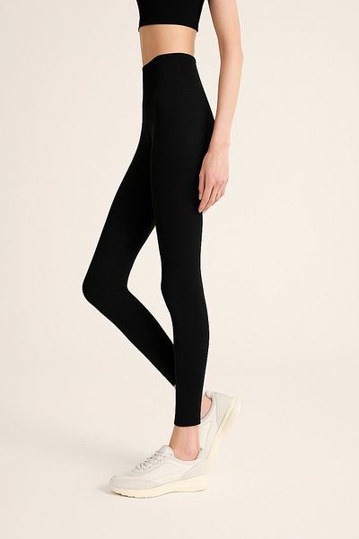 HNX High Waist Recovery Ribbed Ribbed Sports Women's Leggings |   Black