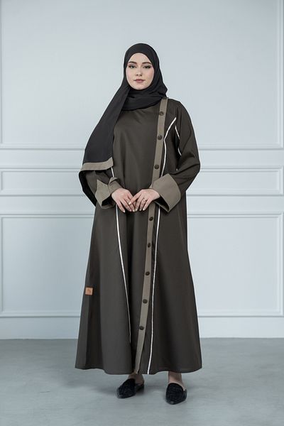 LAVİNİA Lavinia women's abaya, crepe fabric buttons, mini mint, quarter cloche