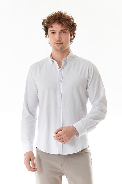 Fulla Moda Basic Snap Fastener Gabardine Shirt