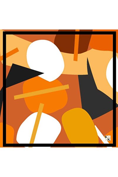 KK Foulard & Scarf Turuncu Desen Twill Saten Fular 46*46 cm