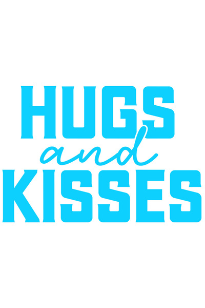 StoryGift Romania Sticker Adeziv 90CM Exterior cu textul in engleza "Hugs and kisses" - imbratisari si pupici ,