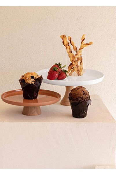 The Mia Limoges Ahşap Ayaklı Tabak Terracota 21x7 cm