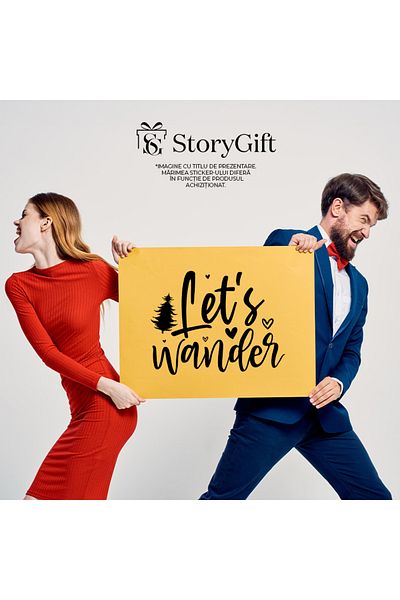StoryGift Romania Sticker Exterior cu inimioare si textul in limba engleza "Let's wander" - hai sa ratacim/h