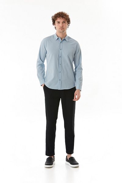 Fulla Moda Basic Snap Fastener Gabardine Shirt