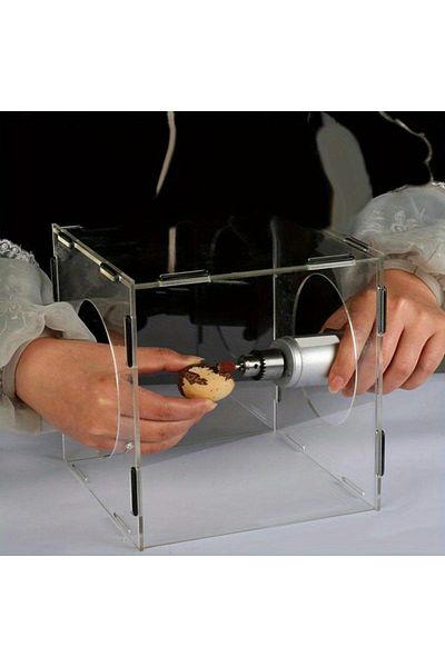 Pleksi Marketi Plexiglass Dustproof Box Plexiglass 2 Holes Engraving Protection Cabinet