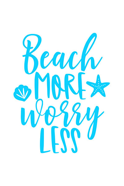StoryGift Romania Sticker Eticheta 50CM Exterior cu mesajul "Beach more, worry less" - mai mult pe plaja, mai pu