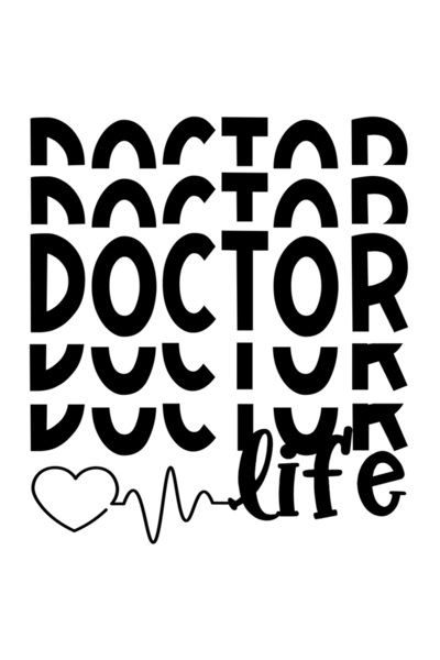 StoryGift Romania Sticker Exterior cu inimioara si textul "Doctor life" - viata de doctor , Vinyl Negru, 40
