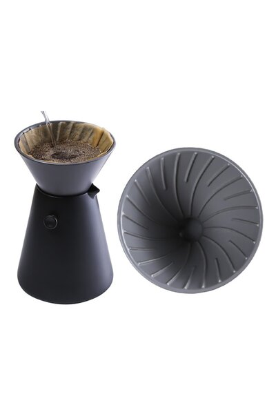 motor starter DELUXE Teapot/Coffee Filter Set, 2 in 1, hand-crafted ceramic, 300 ml, 17 x 14 x 14 cm, grey