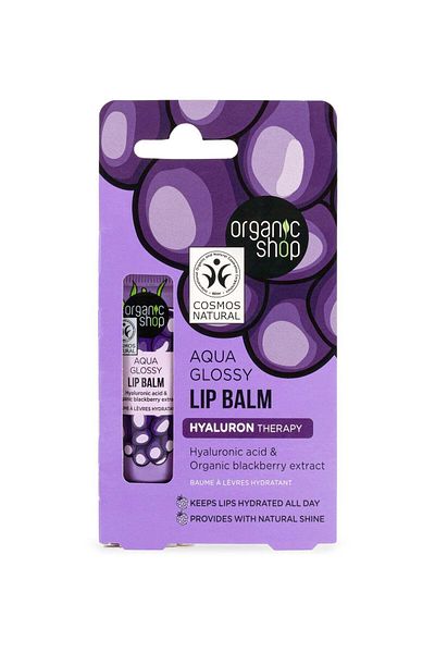 organic shop Glossy Lip Balm with Hyaluronic Acid and Blackberry Extract 10ml