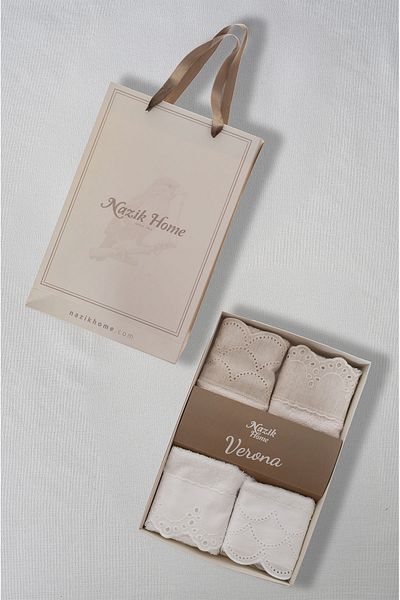 Nazik Home Verona Set of 4 Gift Bamboo Hand Towels (30 X 30 cm)