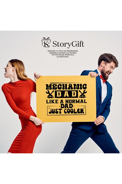 StoryGift Romania Sticker Exterior pentru tatii mecanici care sunt mai smecheri decat tatii normali , Vinyl