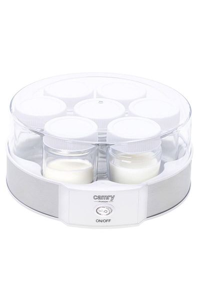 CAMRY Cr 4519 Yogurt Maker, 7 Compartments, 7 Glass Jars With Screw Caps, 1.25 M Power Cord