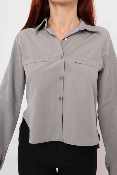 modaserdem Long Sleeve Shirt with Pockets - Gray