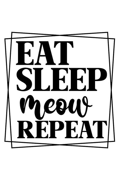 StoryGift Romania Sticker Eticheta 40CM Exterior cu textul "Eat sleep, meow, repeat" - mananca somn miauna repet