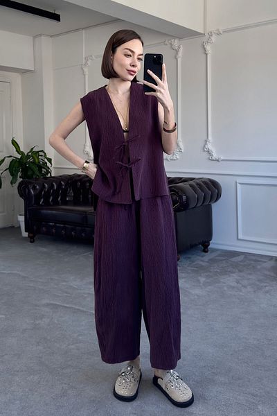 MAGARDE Embossed Vest Design Suit - Claret Red