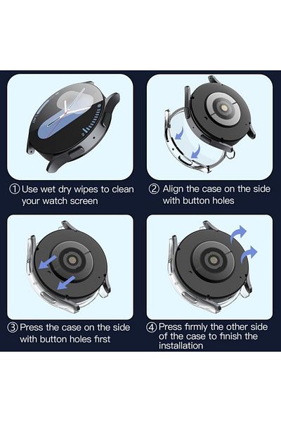 SKYDDAR INNOVATION 360° Ultra-thin Shockproof Protective Case For Samsung Galaxy Watch7 44mm, Full Screen - Transparent