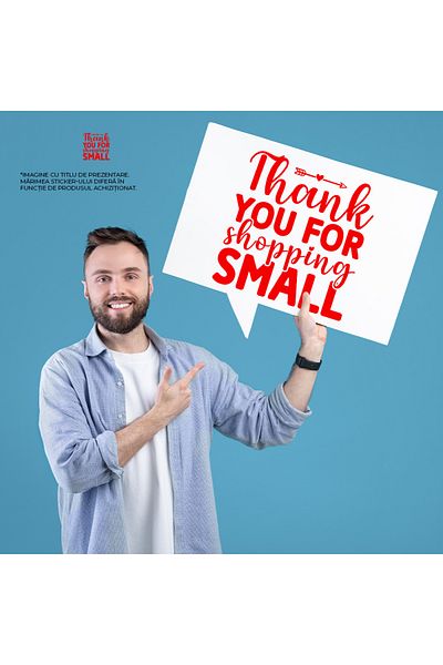 StoryGift Romania Sticker Eticheta 40CM Exterior cu mesaj de multumire pentru cumparaturile mai putine - aprecie