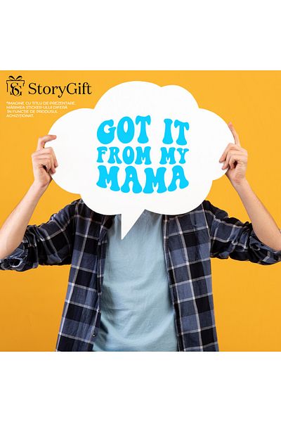 StoryGift Romania Sticker Autocolant 70CM Exterior cu mesajul in engleza "Got it from my mama" - o am de la mama