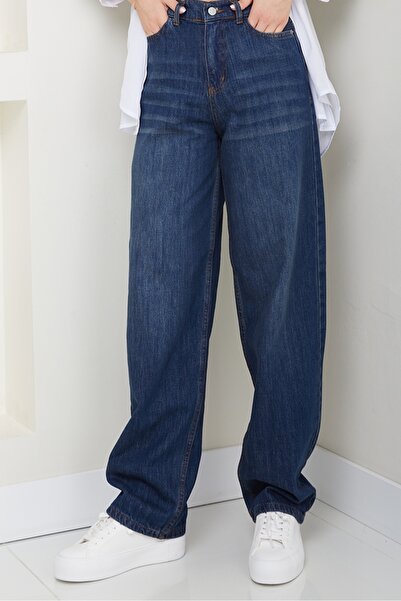 Bestenur Wide Leg Jeans 1515 - Dark Blue
