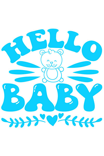 StoryGift Romania Sticker Autocolant 30CM Exterior cu salut pentru bebelusi si ursulet cu textul in engleza "Hel