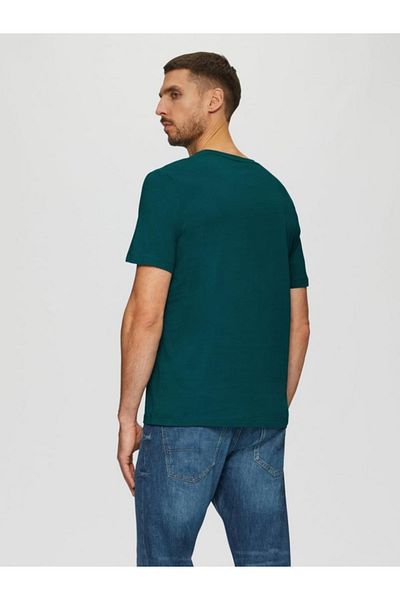 s.Oliver Men's Crew Neck T-shirt With Logo Print, Turquoise, L