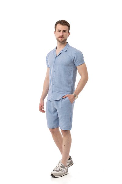 monox Men's Mechanical Linen Shirt Shorts Suit