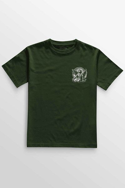 Kretas Μπλουζάκι Unisex Χακί Sweat Saint Gothic Holy Angel Angle με στάμπα με λαιμόκοψη