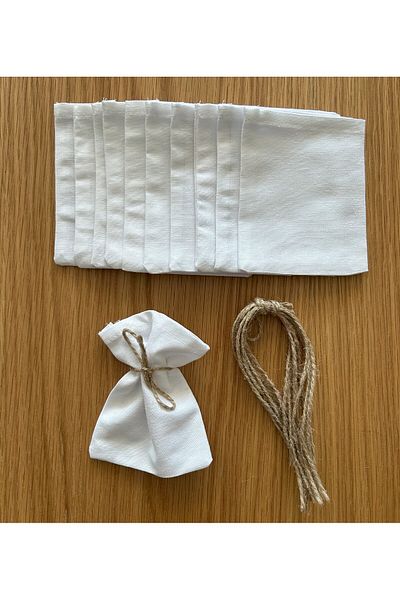 Poros Store 30 Pcs White Raw Cloth Pouch 9X11 cm
