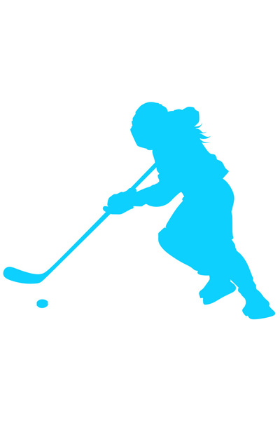 StoryGift Romania Sticker Autocolant 70CM Exterior cu o femeie care joaca hochei - crosa puc , Vinyl Albastru, 70 cm