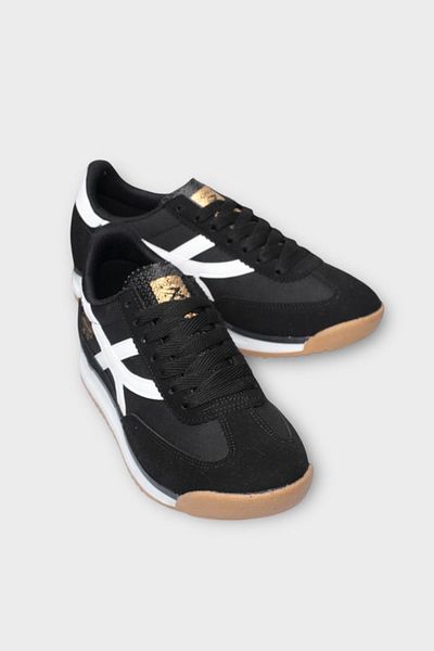 Liger Γυναικεία Αθλητικά Παπούτσια Casual Denier Fabric ΜΑΥΡΟ - ΛΕΥΚΟ