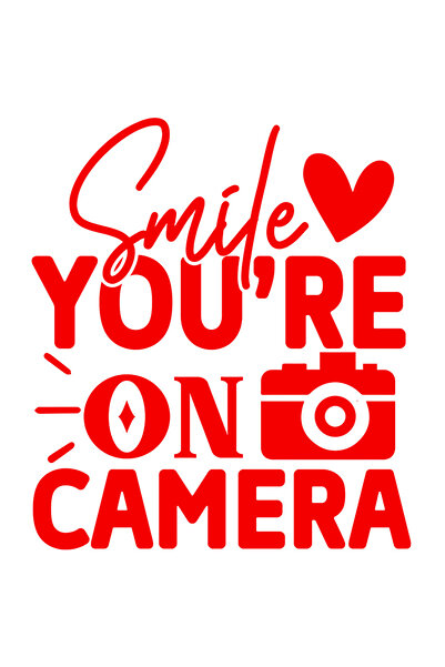 StoryGift Romania Sticker Eticheta 50CM Exterior cu mesajul in engleza "Smile, you're on camera" - zambeste la c