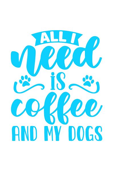 StoryGift Romania Sticker Adeziv 90CM Exterior cu labute si mesajul "Am nevoie doar de cafea si de cainii mei" ,