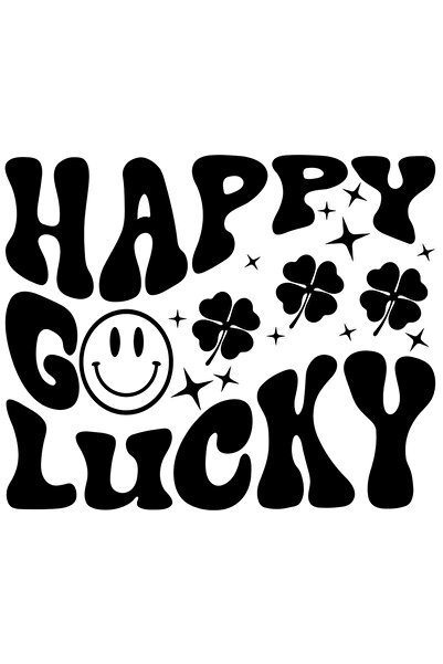 StoryGift Romania Sticker Eticheta 50CM Exterior cu trifoi cu patru foi si mesaj in engleza "Happy, go lucky" -