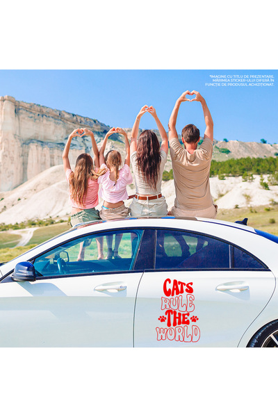 StoryGift Romania 90CM Exterior Adhesive Sticker with paws for those who believe that cats rule the world, Vi